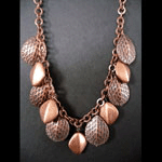 Vintage copper leaves with copper beads and chain necklace